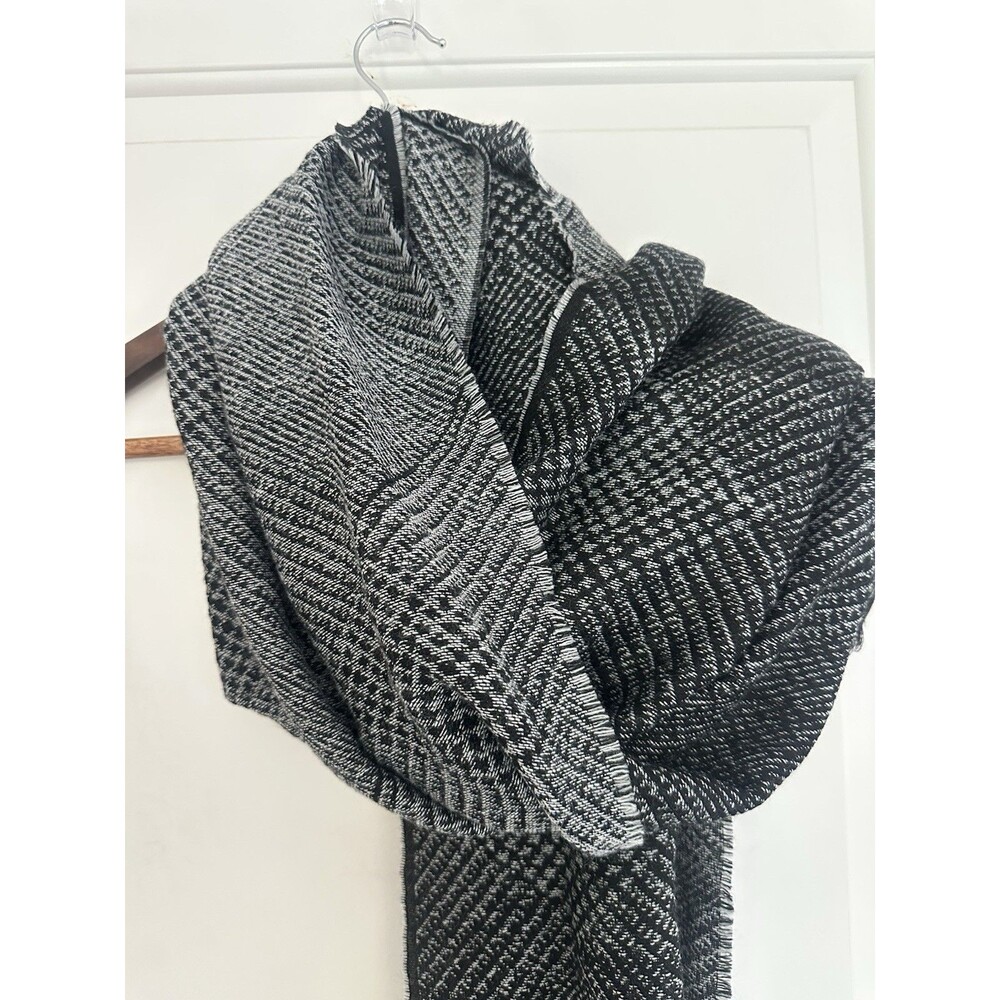 PIQUADRO Men's Wool Scarf Made in Italy Black Grey